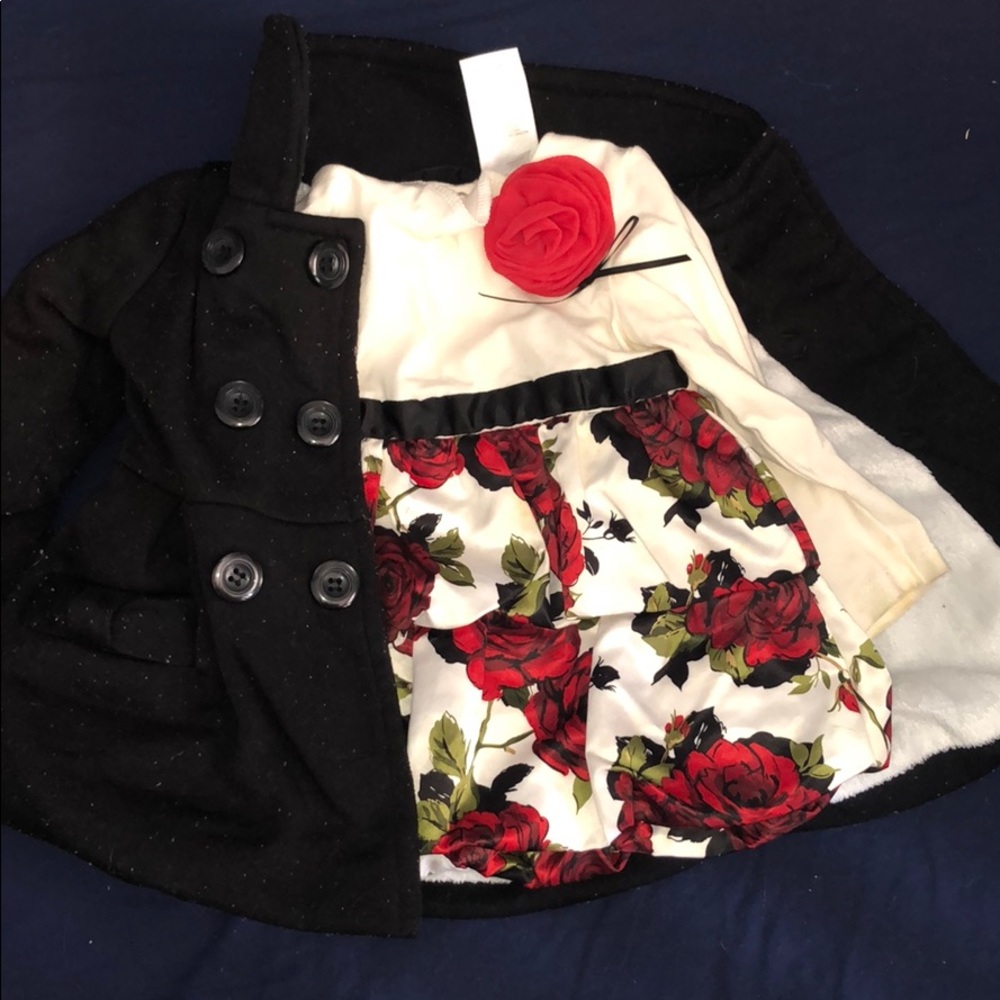 black petticoat jacket with rose dress